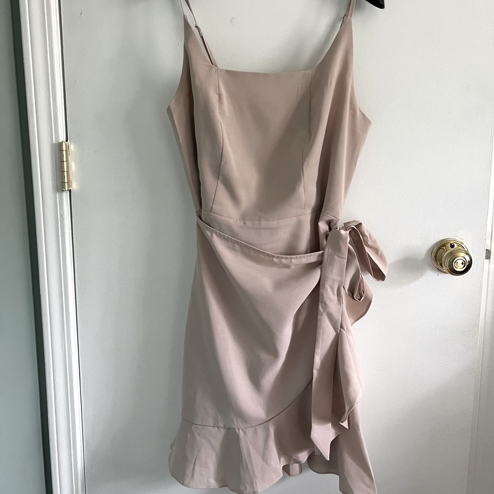 Nude wrap dress